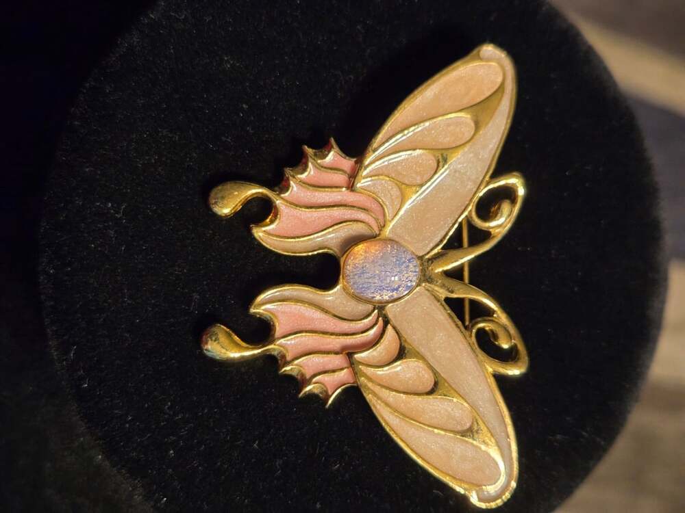 Vintage Avon Opalescent and Enamel Butterfly Brooch